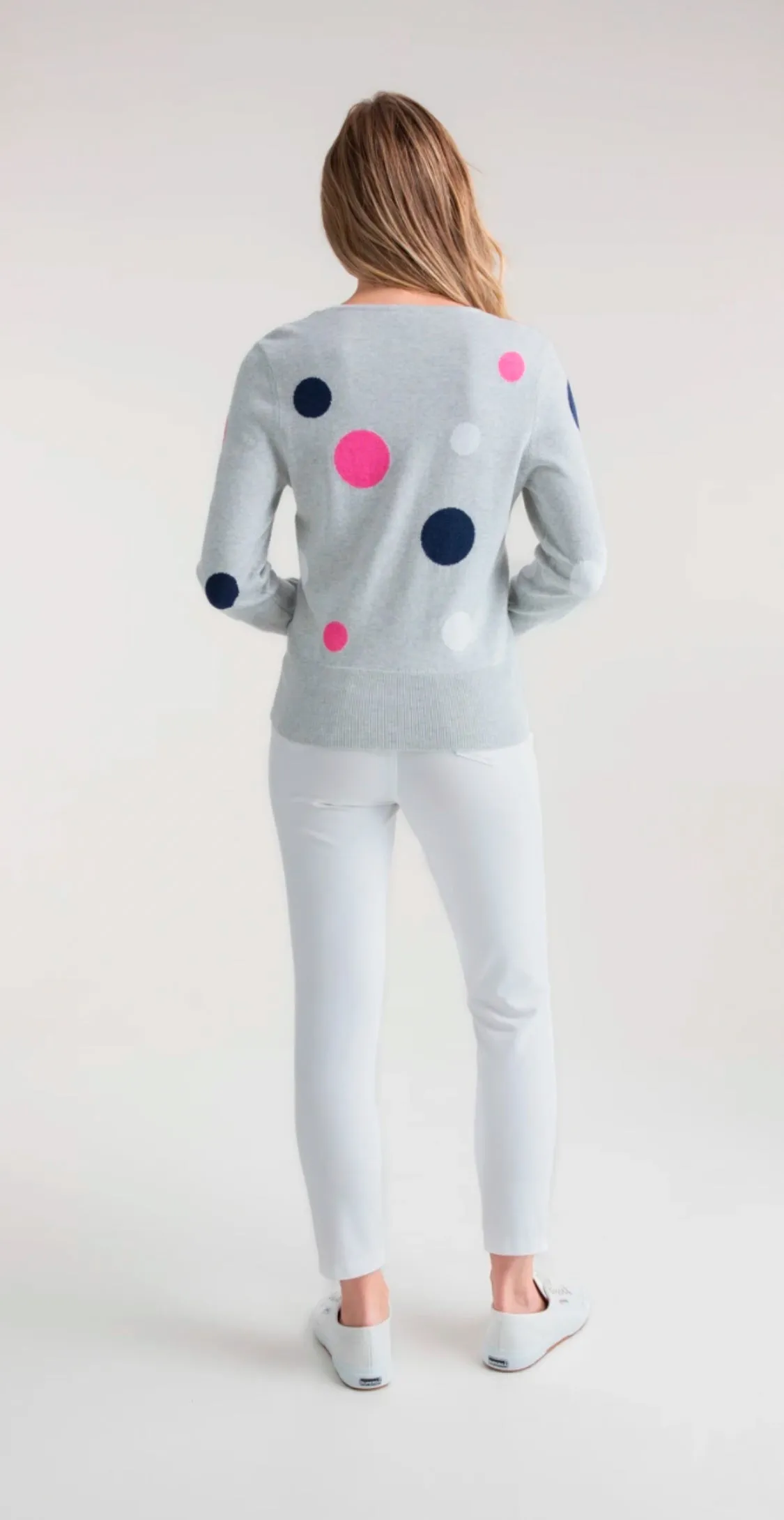 Marble 7872 Cotton Multicoloured Polka Dot Fine Knit Jumper (2 Colours)