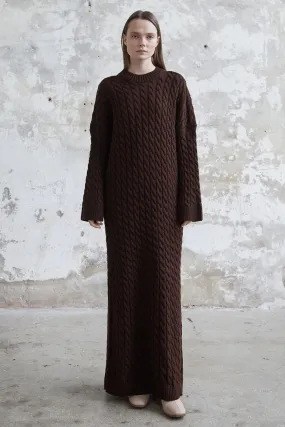 MDS Women Everly Knitted Patterned Sweater Dress - Dark Brown - Nordhausen