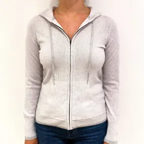 Mist Grey Cashmere Zip Up Hooded Jumper Small