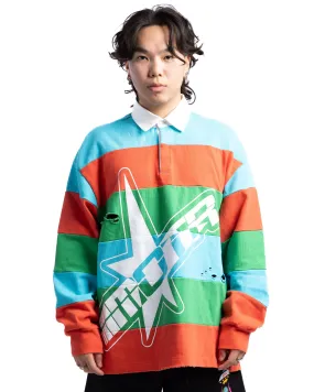 MOTR Polo LS Shirt Infrared/Turquoise Multi