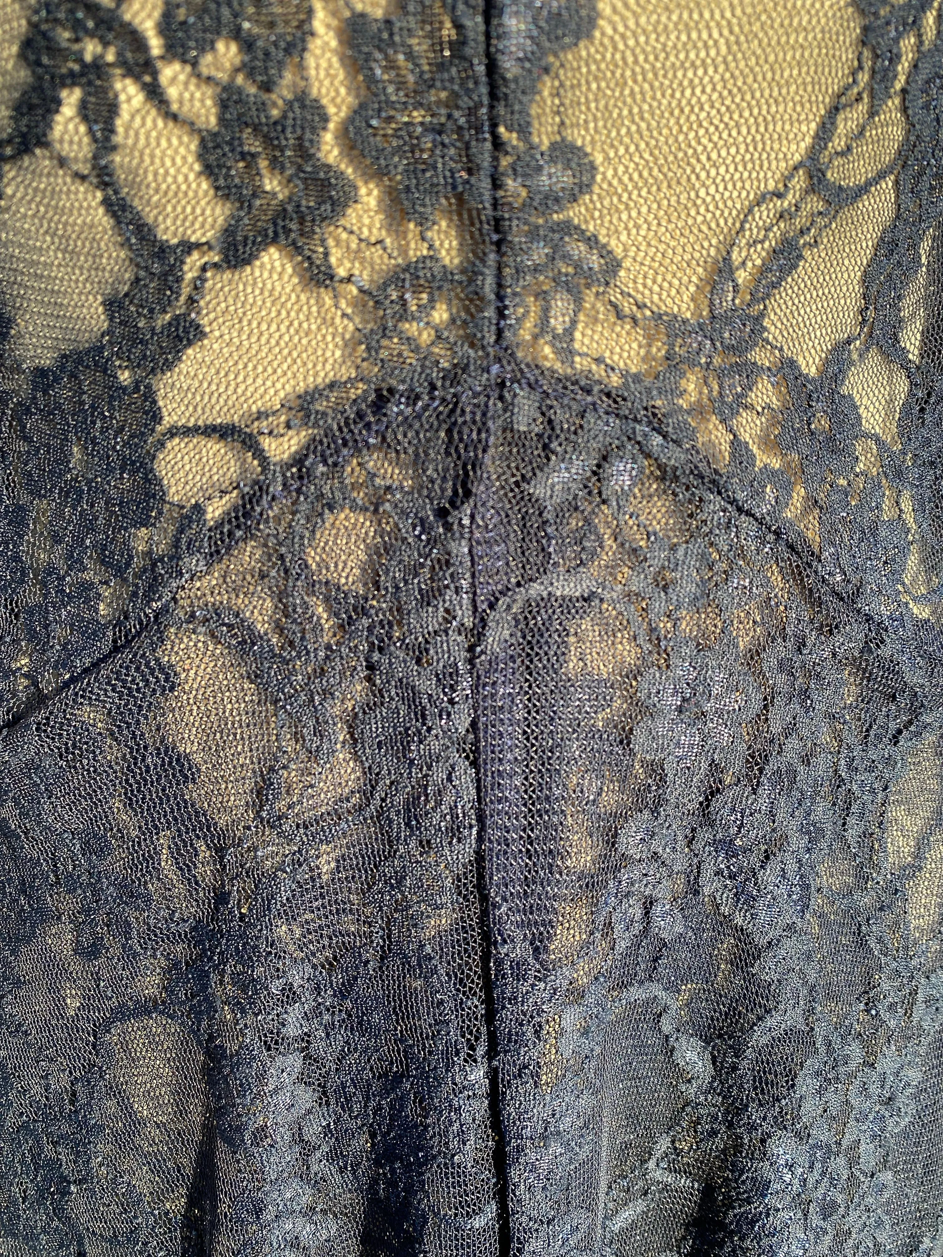 Navy Lace Sheer Hanky Dress