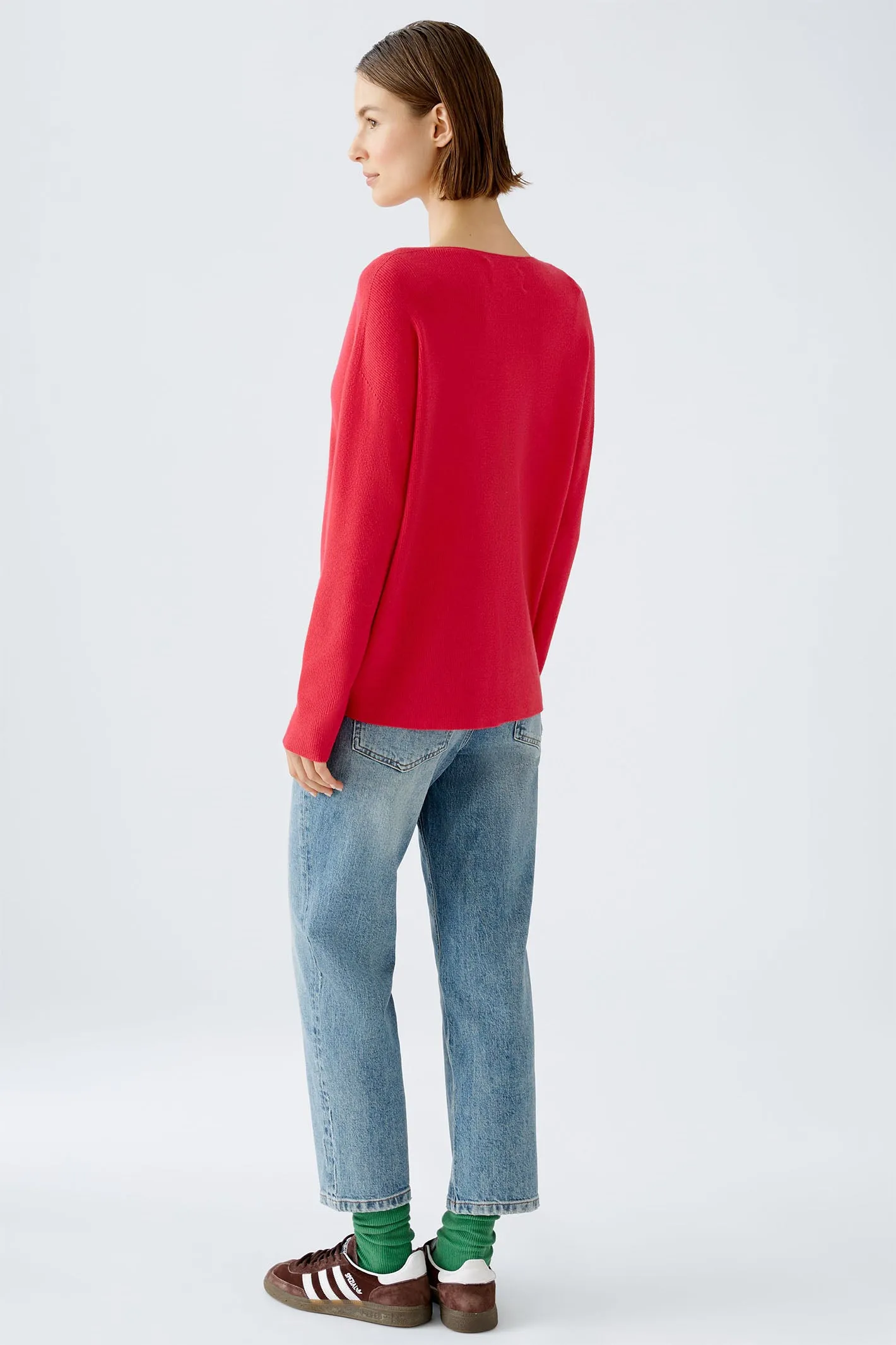 Oui 89057 Jazzy Red Deep V-Neck Jumper