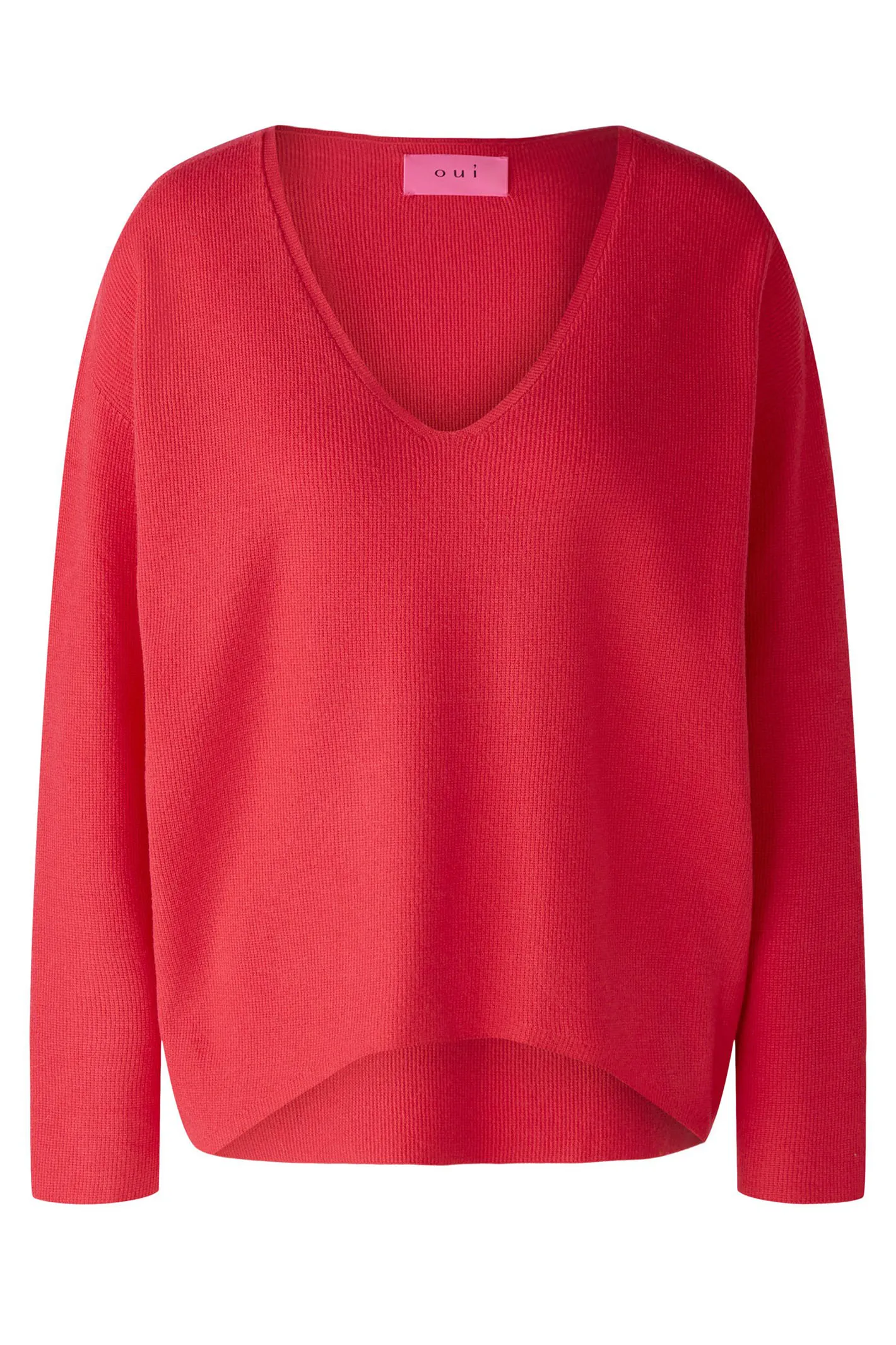 Oui 89057 Jazzy Red Deep V-Neck Jumper
