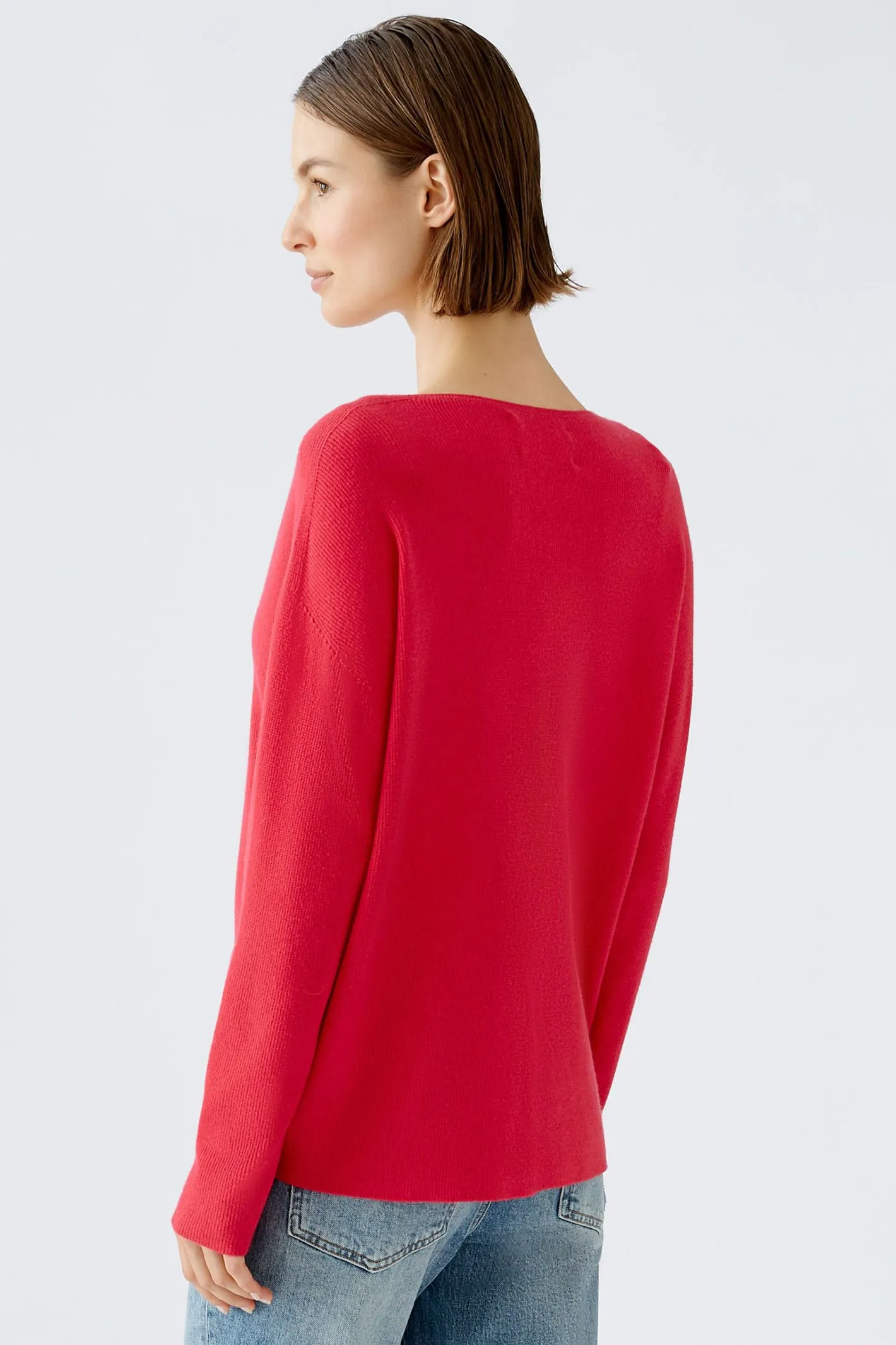 Oui 89057 Jazzy Red Deep V-Neck Jumper