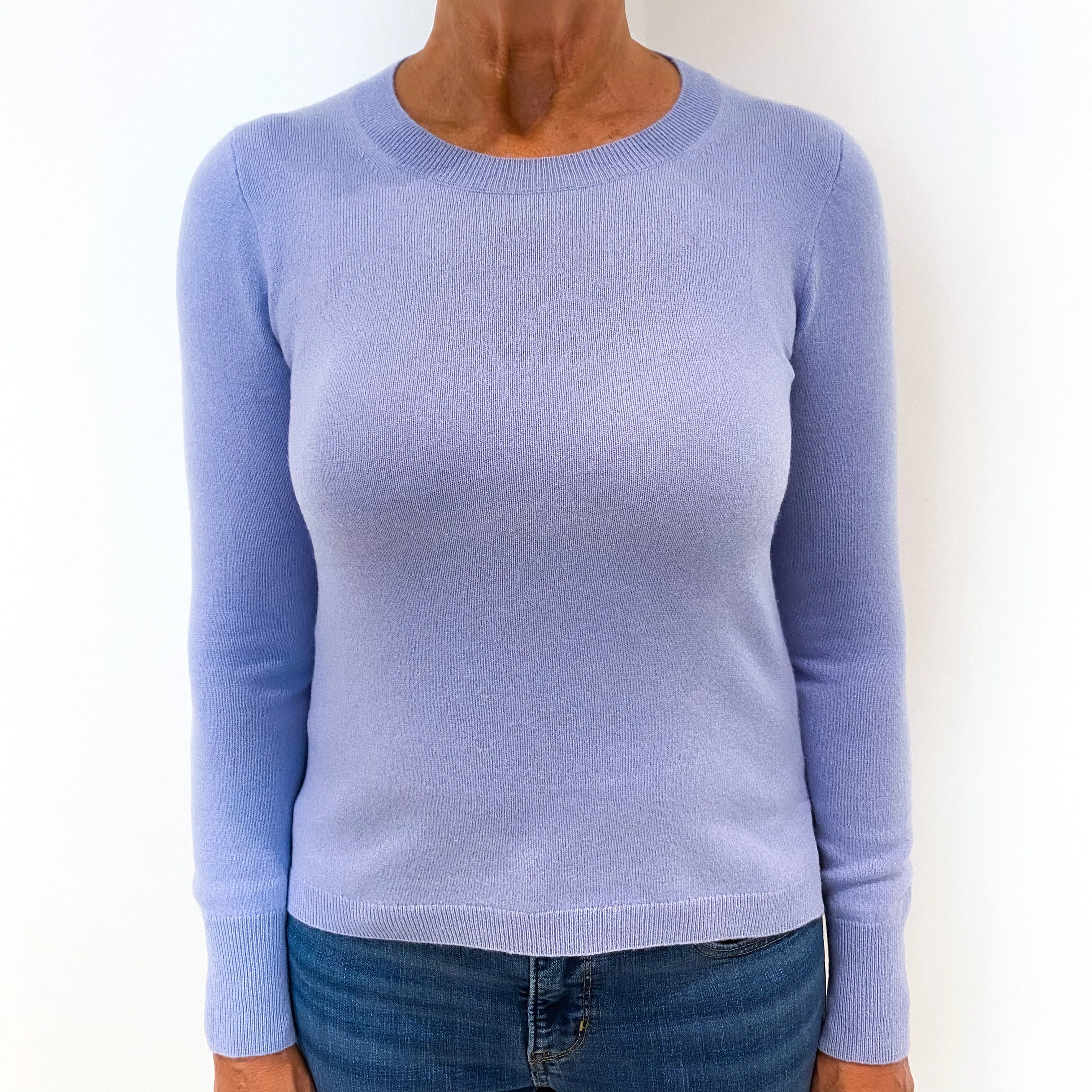 Pale Purple Blue Cashmere Crew Neck Jumper Medium