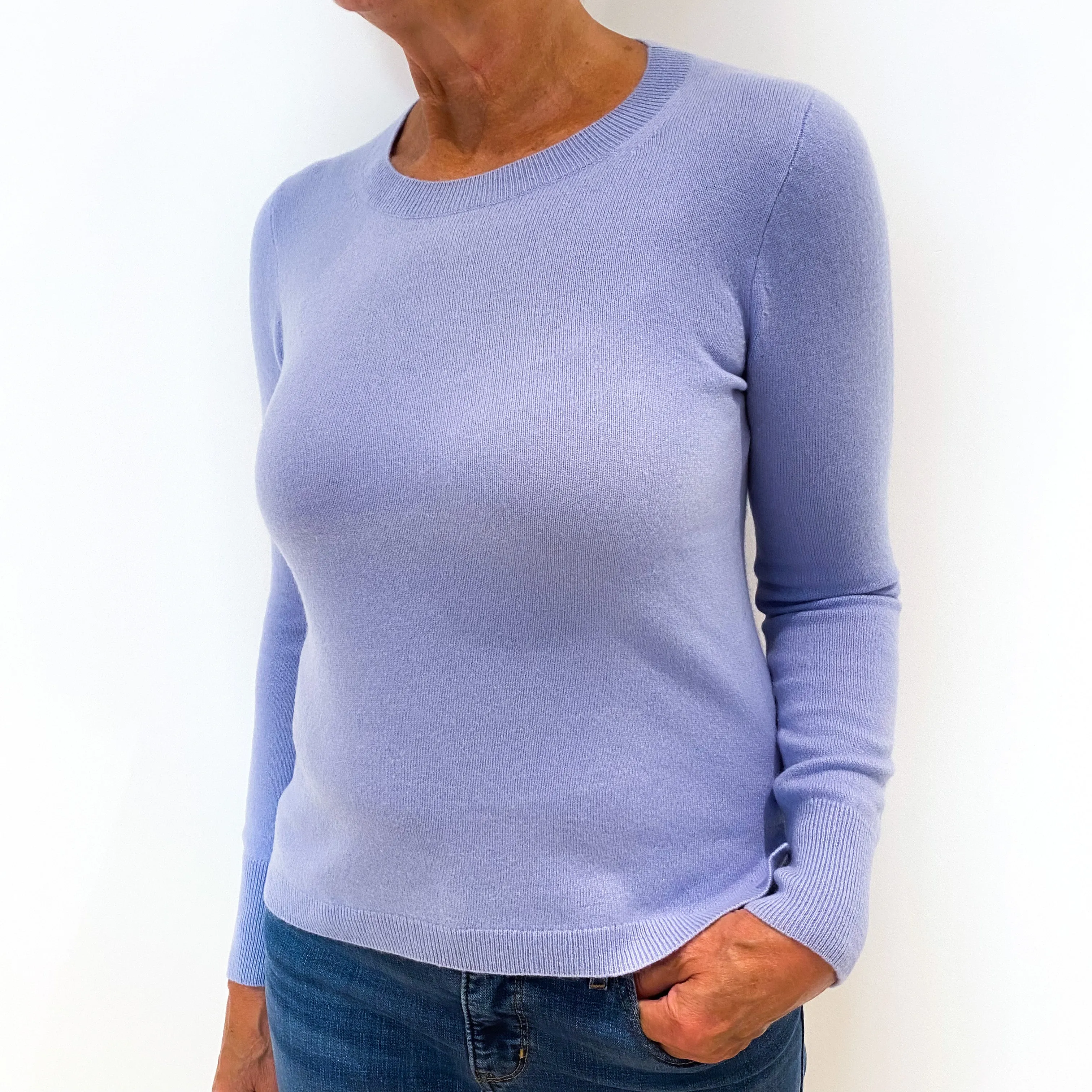 Pale Purple Blue Cashmere Crew Neck Jumper Medium