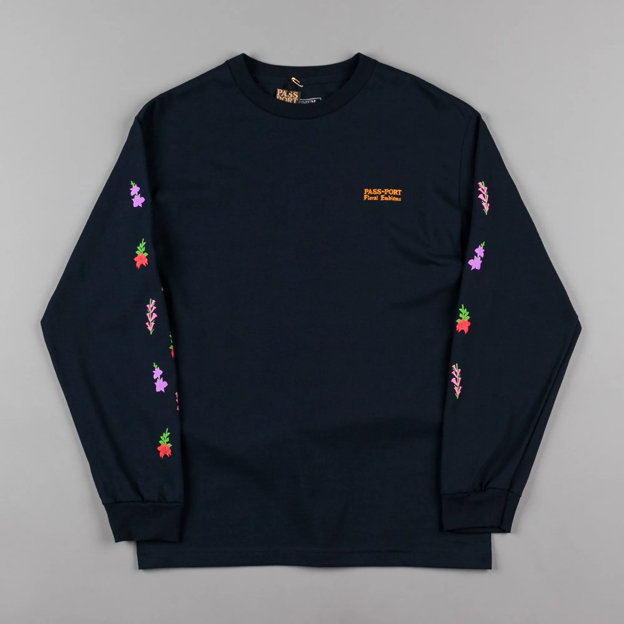 Pass Port Floral Emblems Long Sleeve T-Shirt - Navy