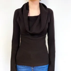 Peppercorn Brown Cashmere Cowl Neck Jumper Extra Small