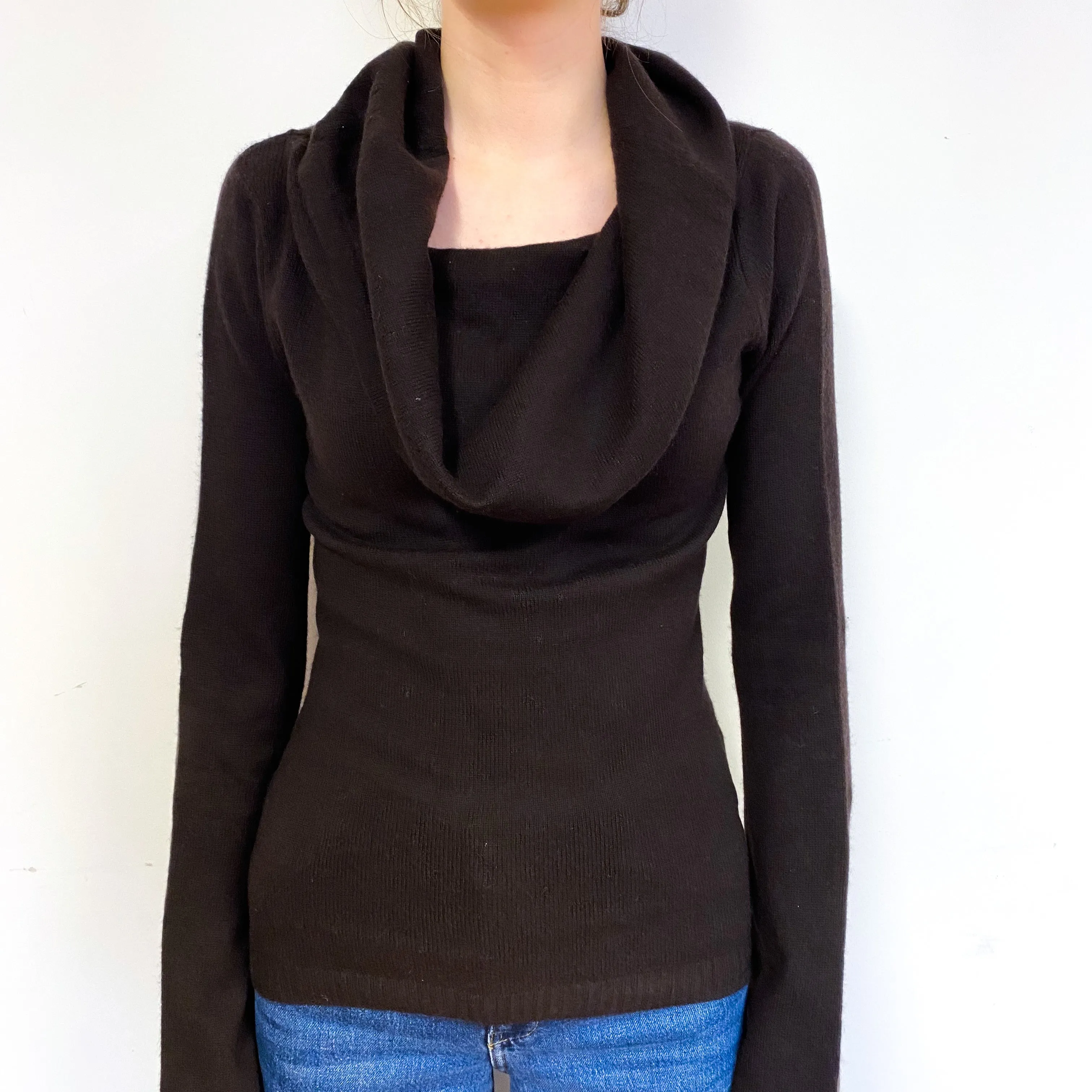 Peppercorn Brown Cashmere Cowl Neck Jumper Extra Small