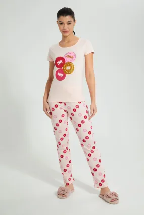 Pink Printed Pyjama Set (2 Piece)
