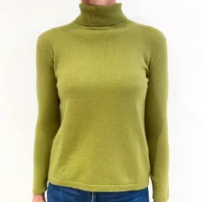 Pistachio Green Cashmere Polo Neck Jumper Small