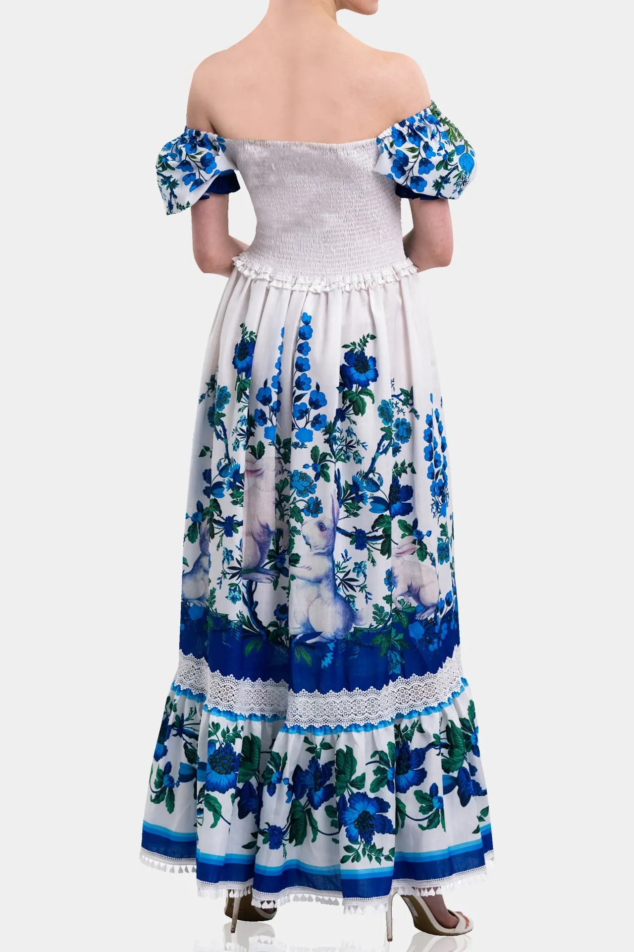 Puff Sleeve Pure Cotton Maxi Dress