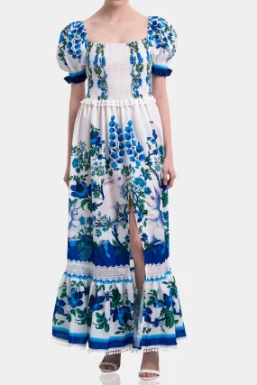 Puff Sleeve Pure Cotton Maxi Dress