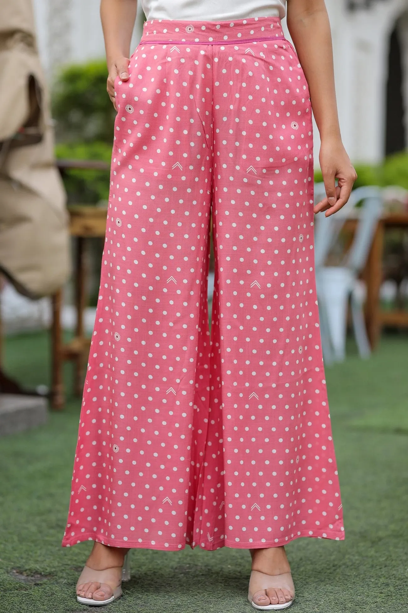 Rayon Polka Dots Culottes Pink