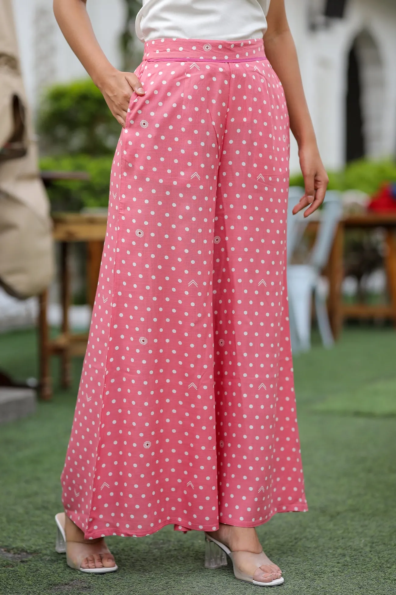 Rayon Polka Dots Culottes Pink