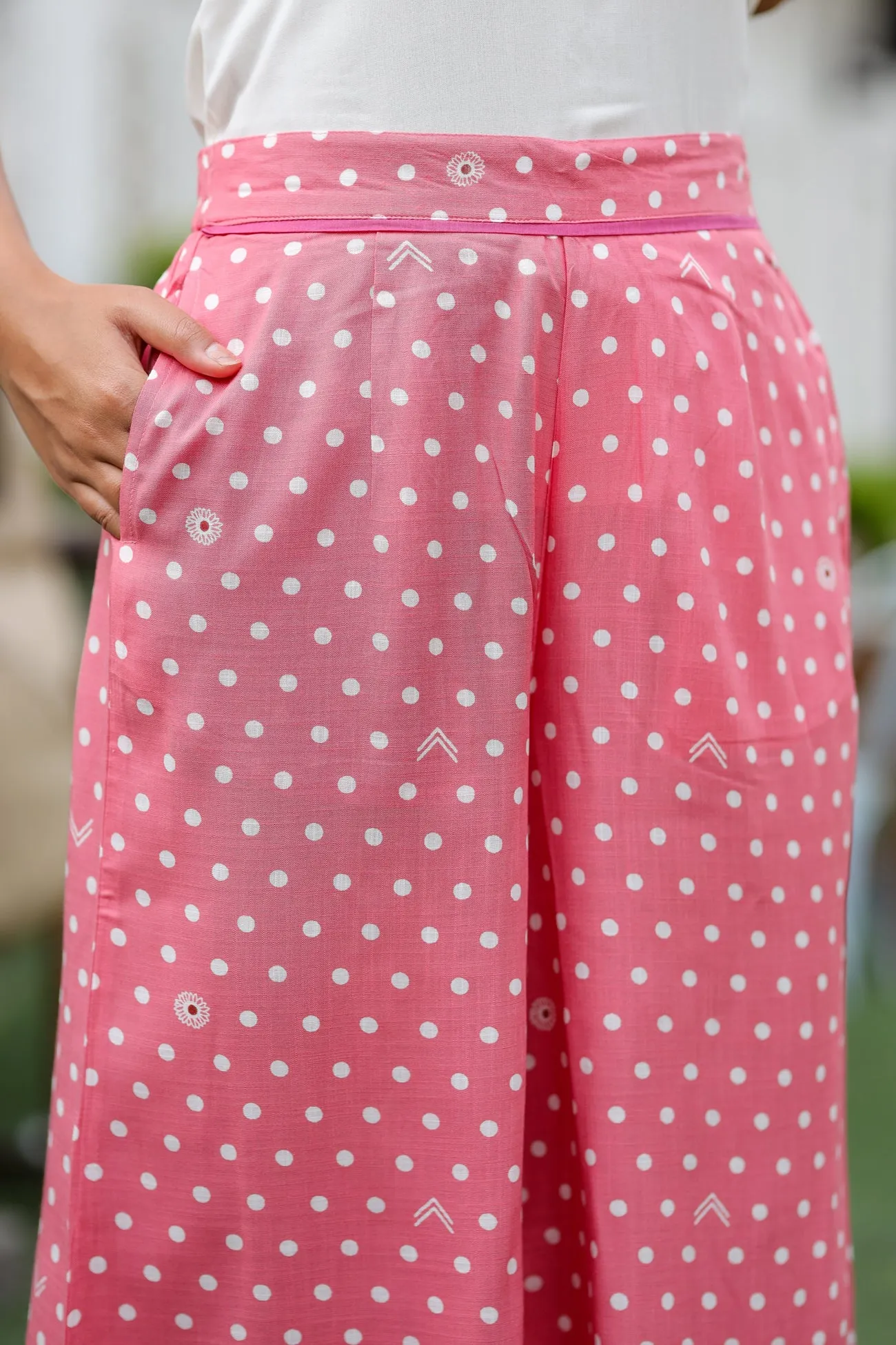 Rayon Polka Dots Culottes Pink