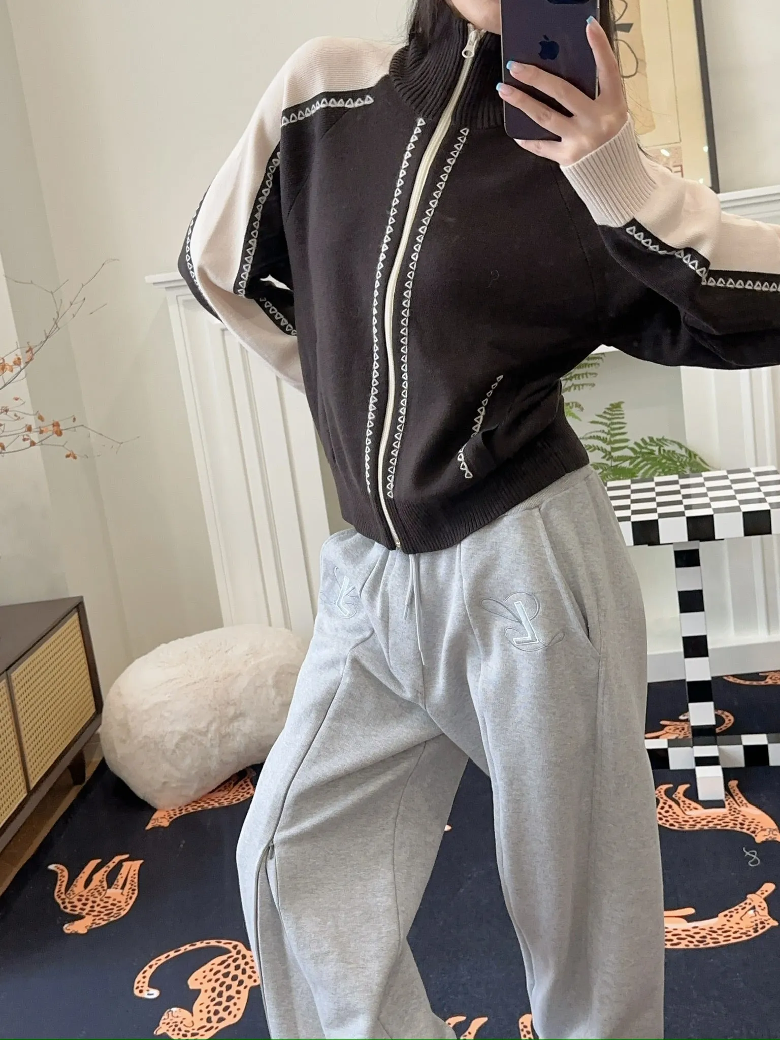 ROKH EMBROIDERED KNITTED TRACK JACKET