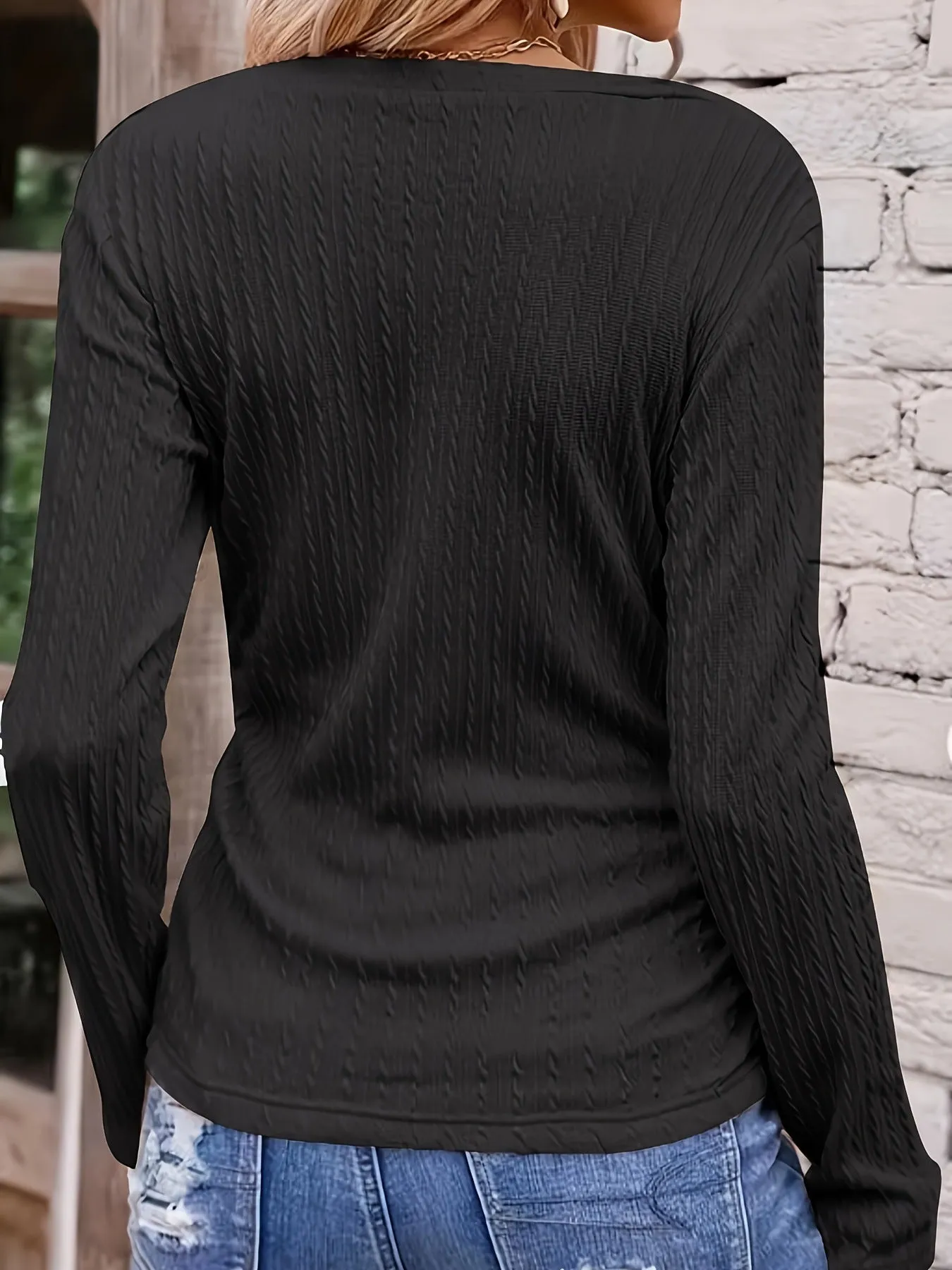 Ruched V-Neck Long Sleeve Top