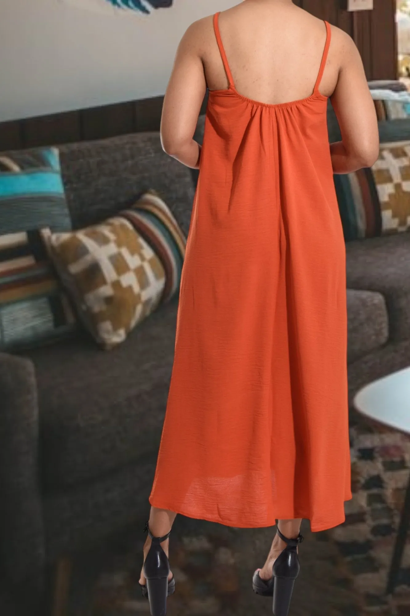 Rust Strappy Maxi Dress