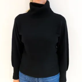 Scottish Vintage Black Cashmere Polo Neck Jumper Small