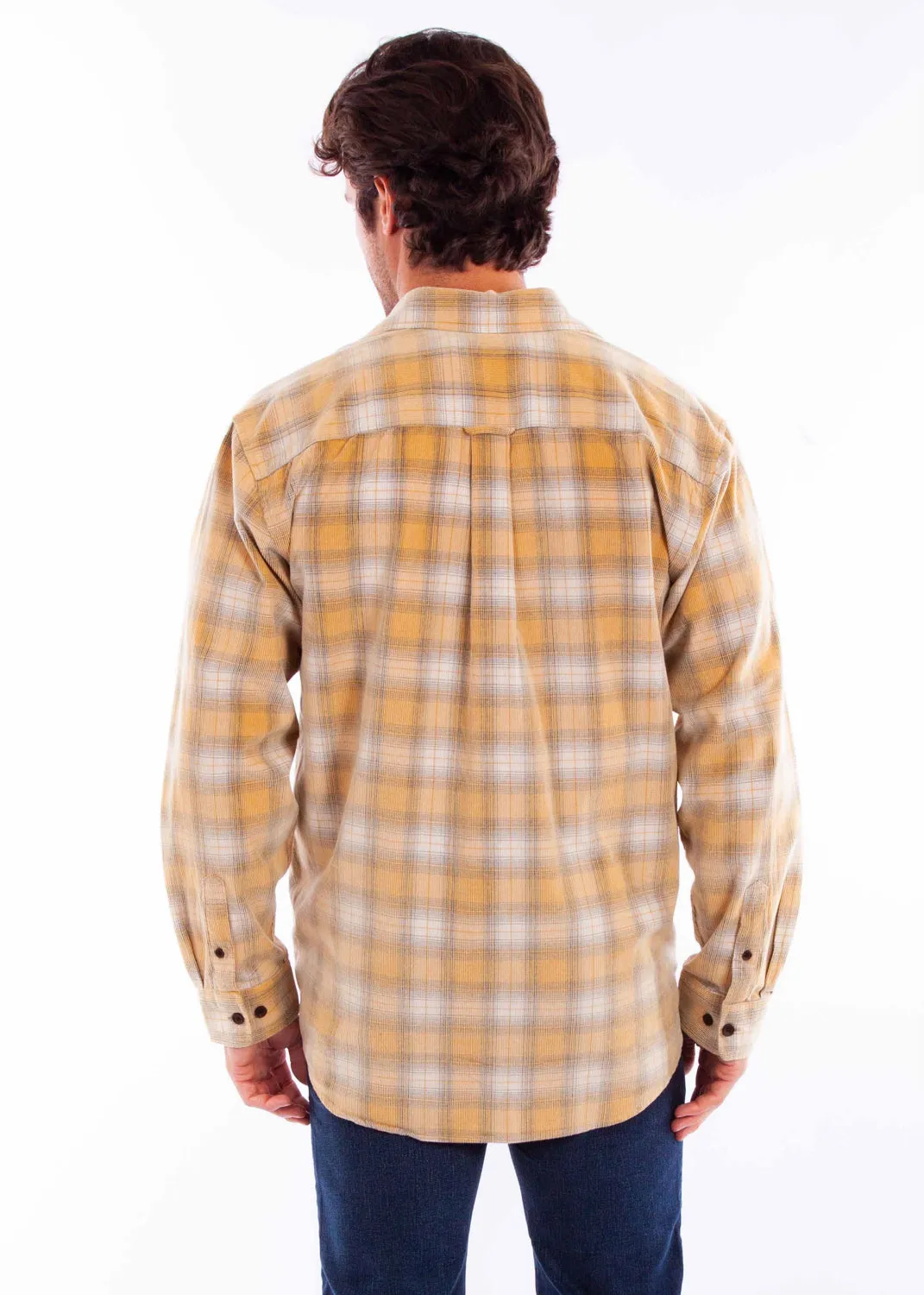 Scully Mens Corduroy Plaid Natural 100% Cotton L/S Shirt