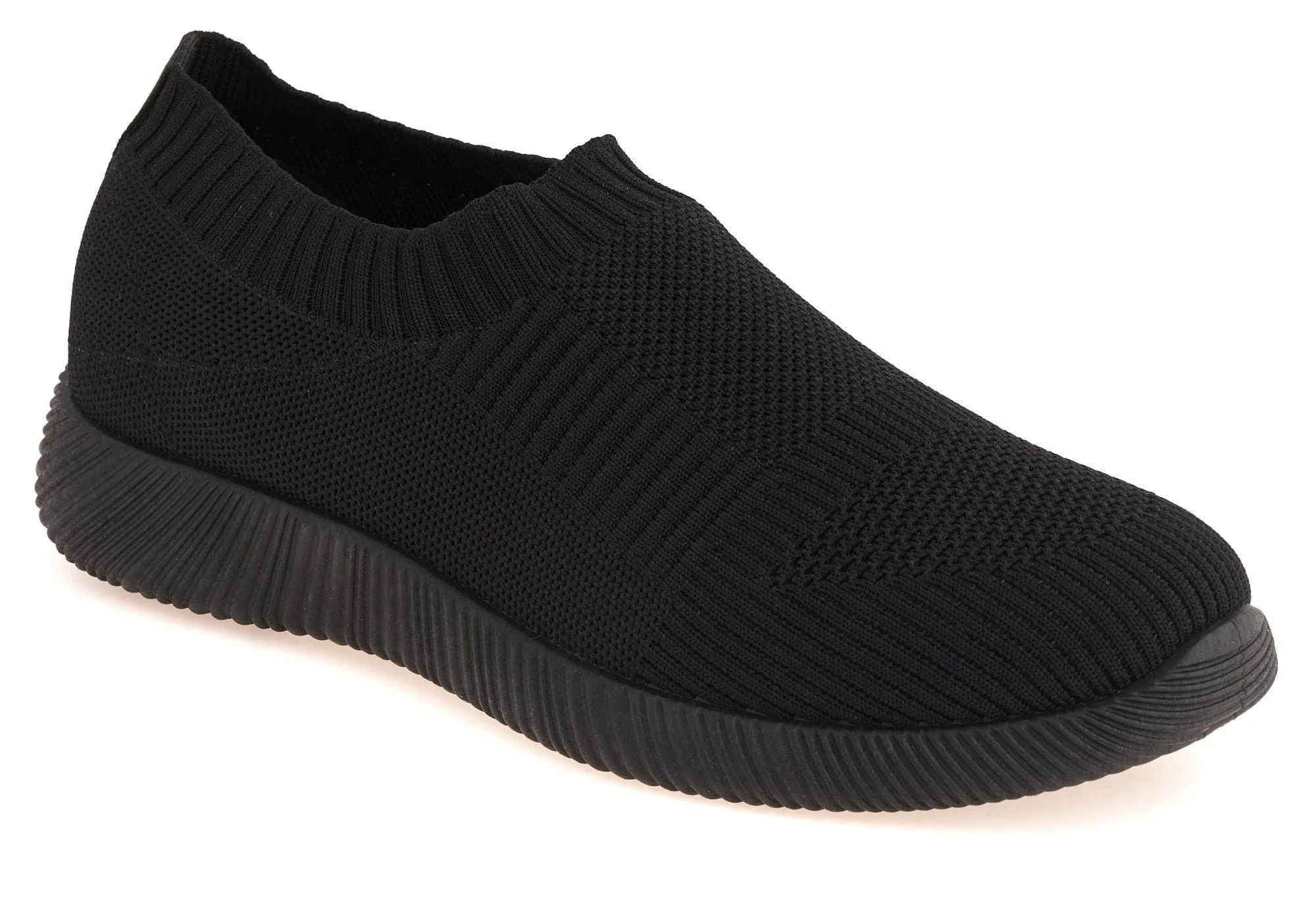 Shaughna Slip on Knitted Trainer in Black/Black Sole
