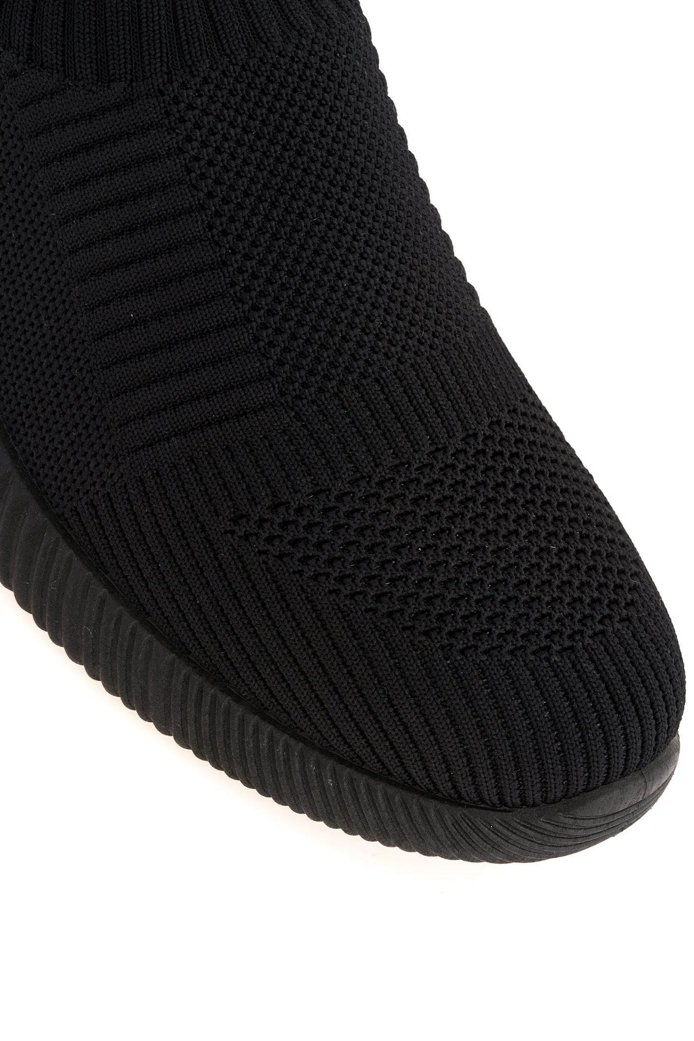 Shaughna Slip on Knitted Trainer in Black/Black Sole