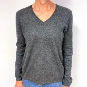 Slate Grey Lightweight Cashmere V-Neck Jumper Medium