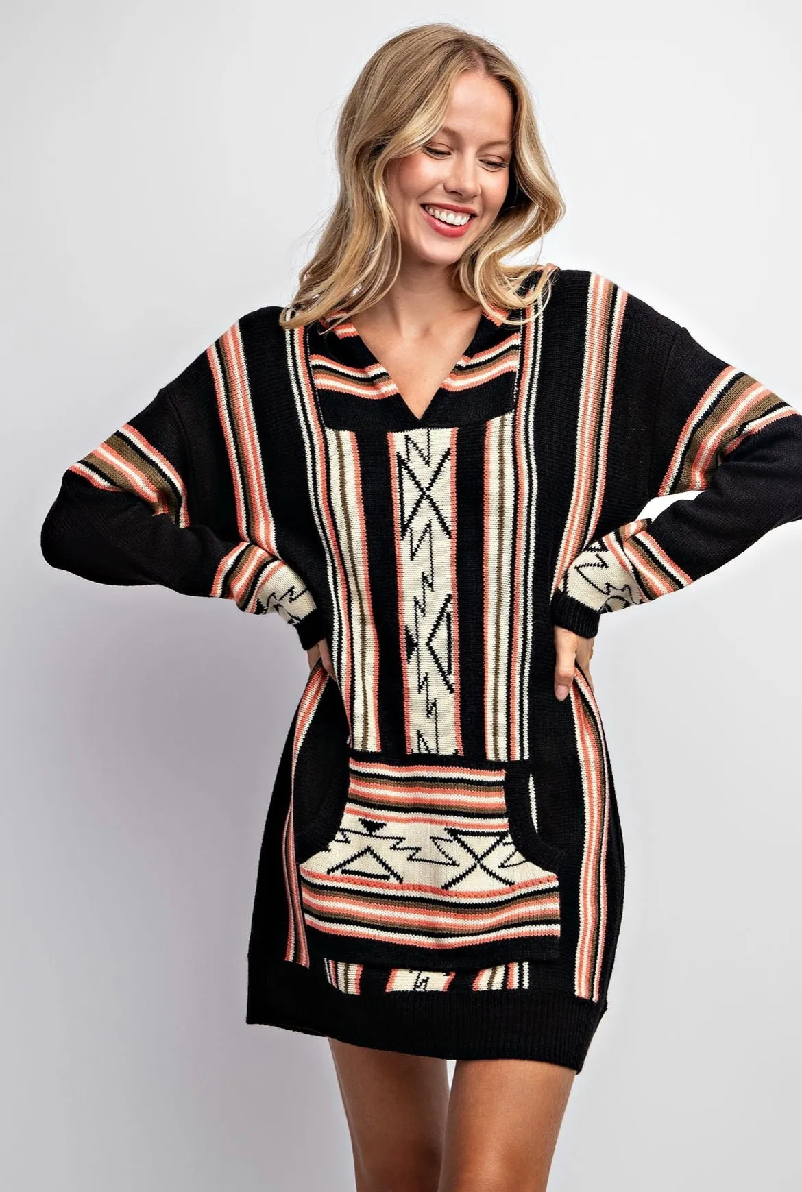 The Apache Junction Black Aztec Sweater Dress S-L