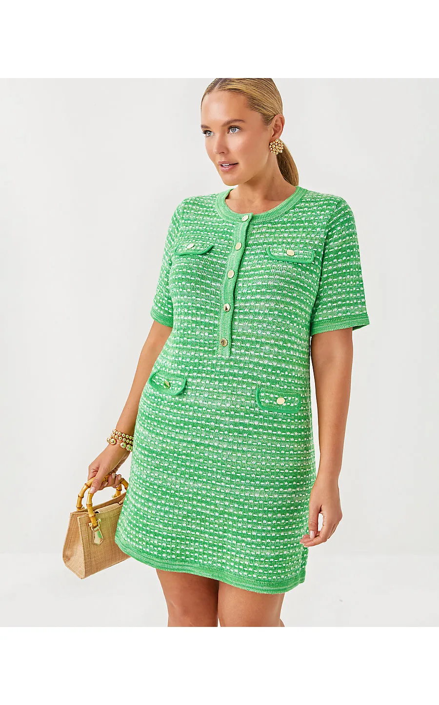 Theodorah Sweater Dress - Fauna Green - Metallic Marl
