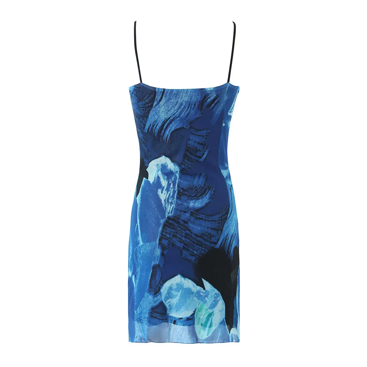 Tie-dye Print Mesh Spaghetti Strap Mini Dress