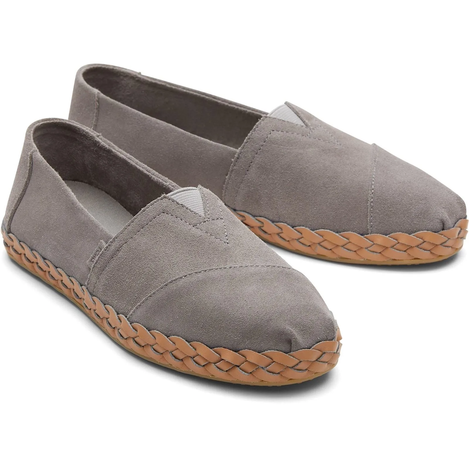 TOMS Alpargata Leather Wrap Grey 100% Cow Leather Female Slip On Ladies Shoes