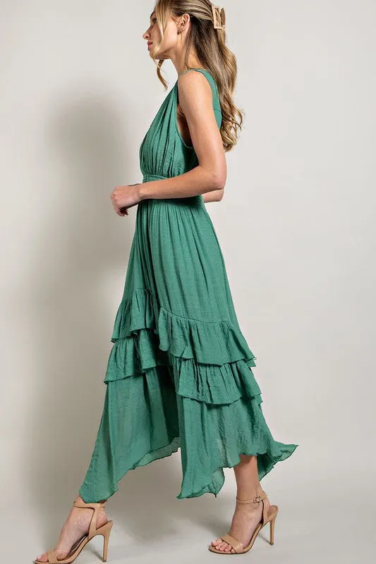 Trade Winds Sleeveless V-Neck Ruffled Maxi Dress