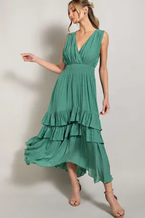 Trade Winds Sleeveless V-Neck Ruffled Maxi Dress