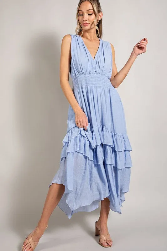 Trade Winds Sleeveless V-Neck Ruffled Maxi Dress
