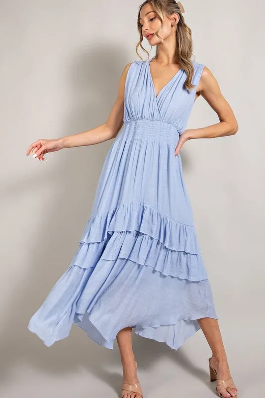 Trade Winds Sleeveless V-Neck Ruffled Maxi Dress