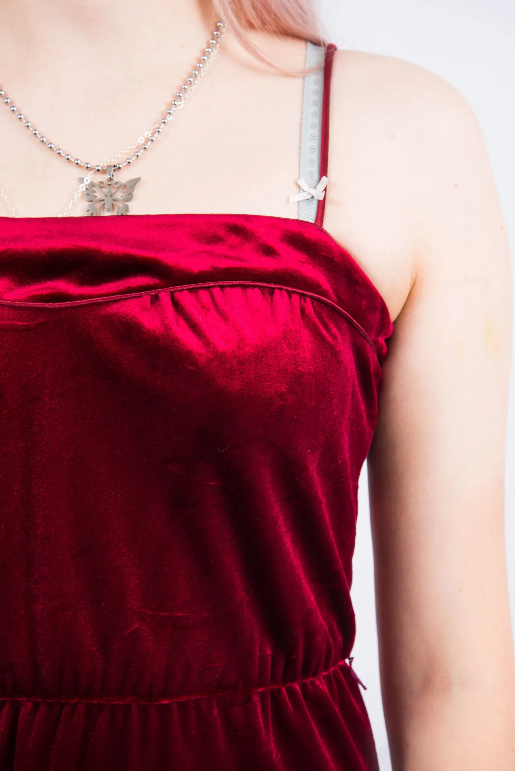 Vintage 80's Velvet Strappy Midi Dress