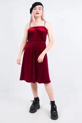 Vintage 80's Velvet Strappy Midi Dress