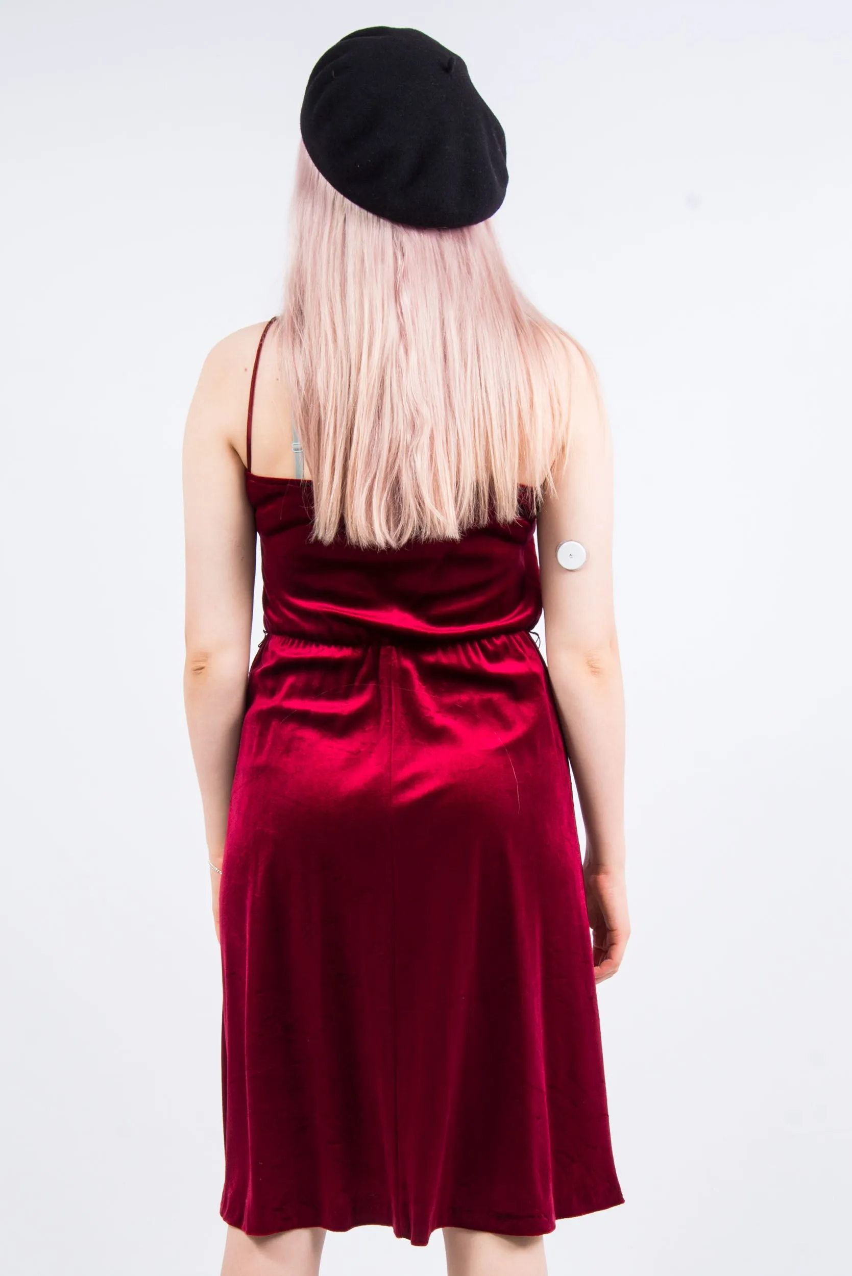 Vintage 80's Velvet Strappy Midi Dress