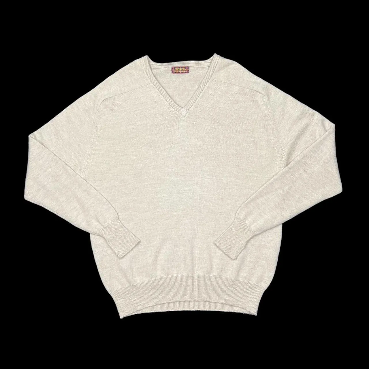 Vintage CAMERON Made In Scotland Pure New Wool V-Neck Knit Sweater Jumper