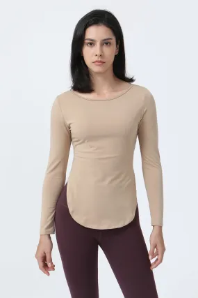 Wrap Over Cutout Back Long Sleeve Shirt