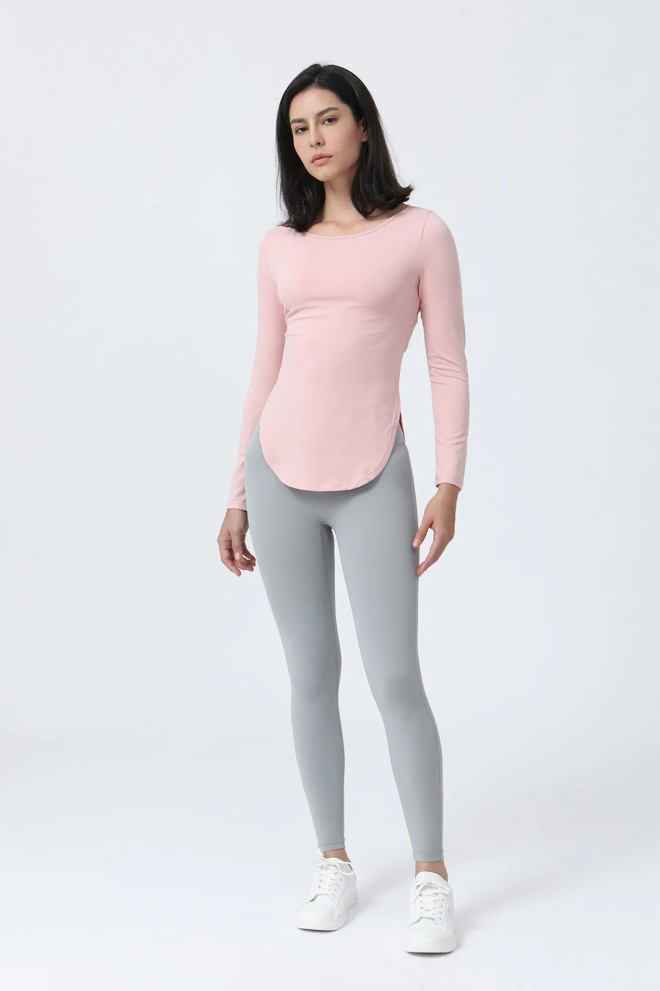 Wrap Over Cutout Back Long Sleeve Shirt