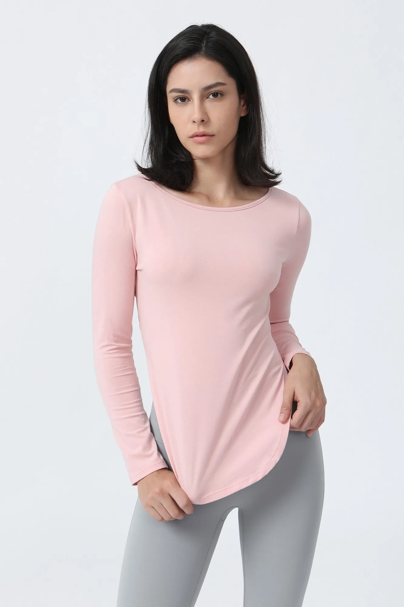 Wrap Over Cutout Back Long Sleeve Shirt