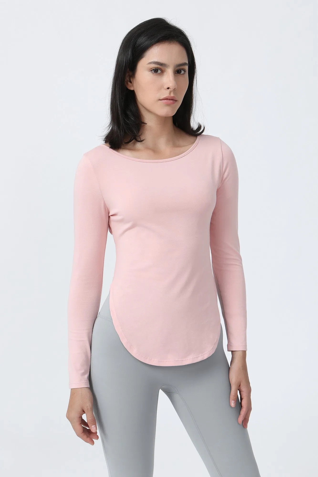 Wrap Over Cutout Back Long Sleeve Shirt
