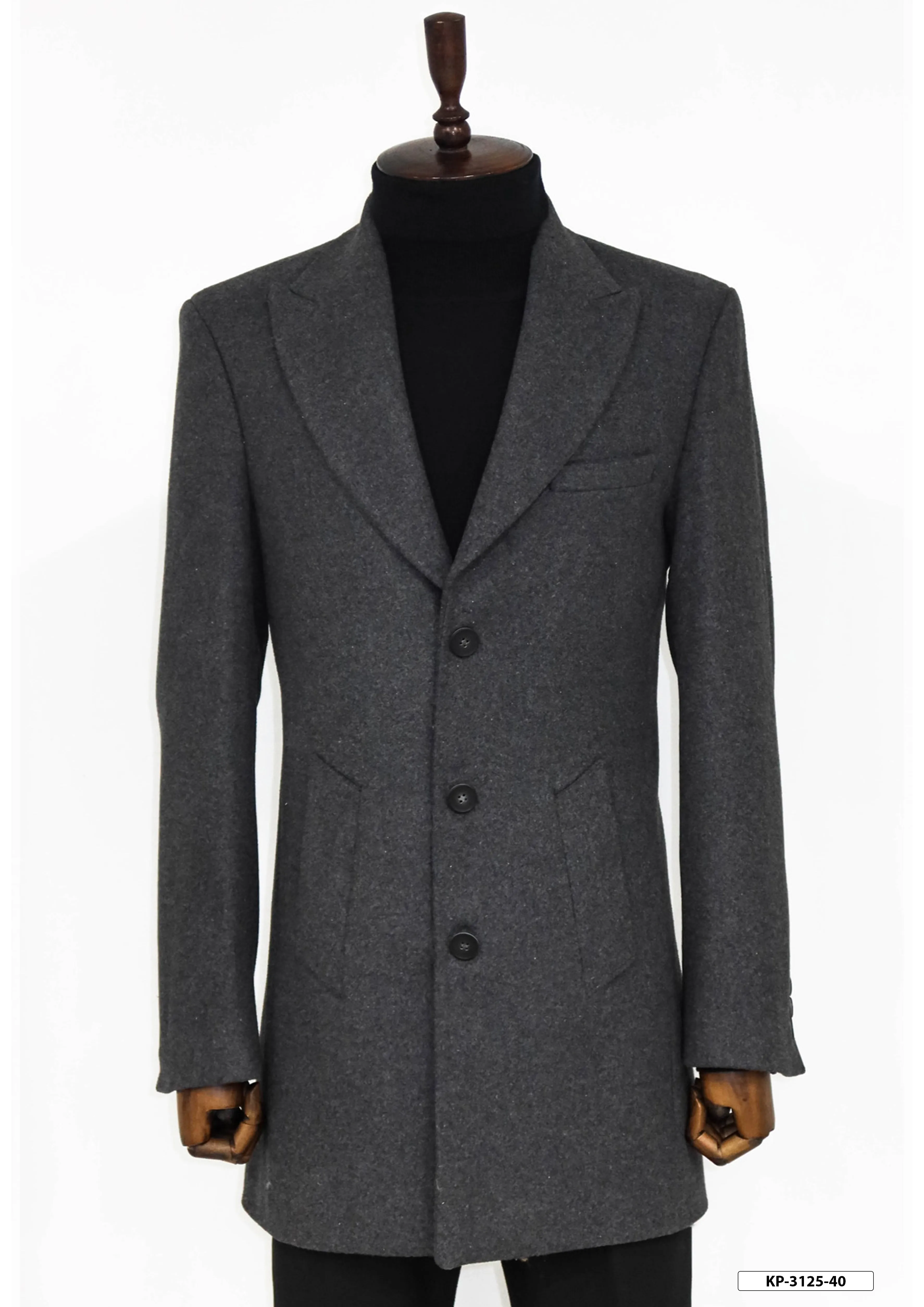 WSS Wide Lapel Wool Anthracite Men Coat  - Singen