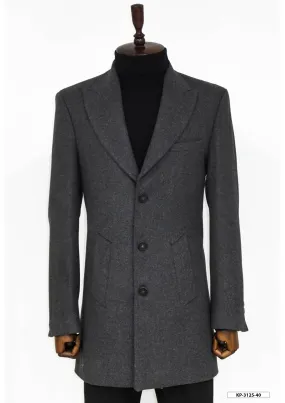 WSS Wide Lapel Wool Anthracite Men Coat  - Singen