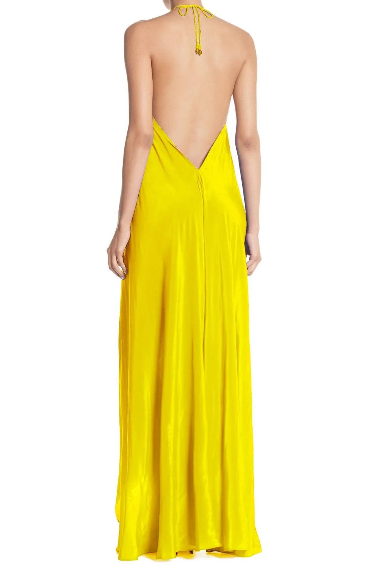 Yellow Plunging Neckline Dress