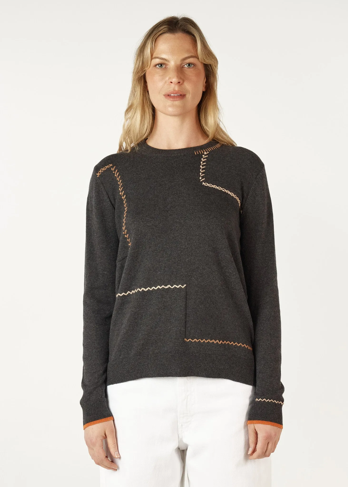 Zaket & Plover Handwork Curve Jumper  -  Cinder