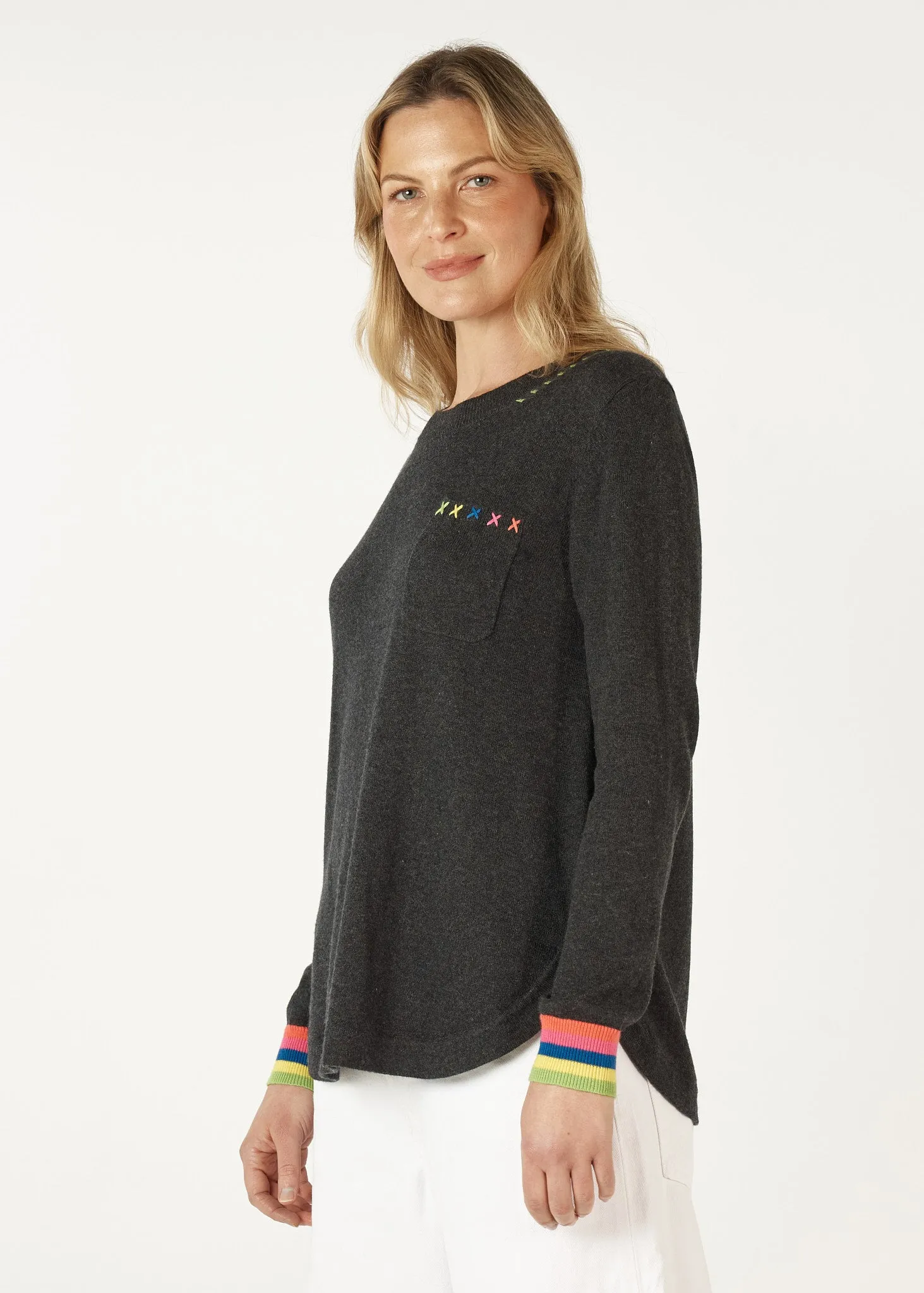 Zaket & Plover Handwork Curve Jumper  -  Cinder